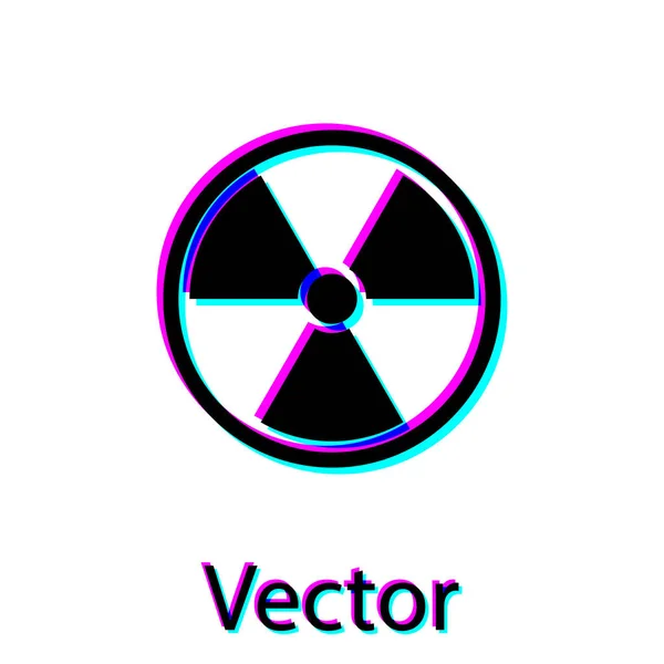 Ícone radioativo preto isolado no fundo branco. Símbolo tóxico radioactivo. Sinal de perigo de radiação. Ilustração vetorial — Vetor de Stock