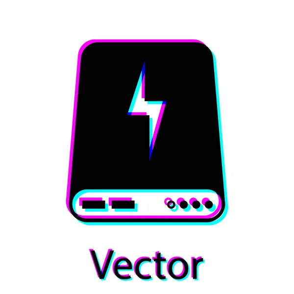 Schwarzes Powerbank-Symbol isoliert auf weißem Hintergrund. tragbares Ladegerät. Vektorillustration — Stockvektor