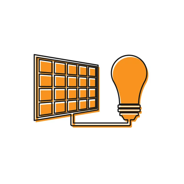 Orange Solar energy panel and light bulb icon isolated on white background. Vector Illustration — Stock Vector
