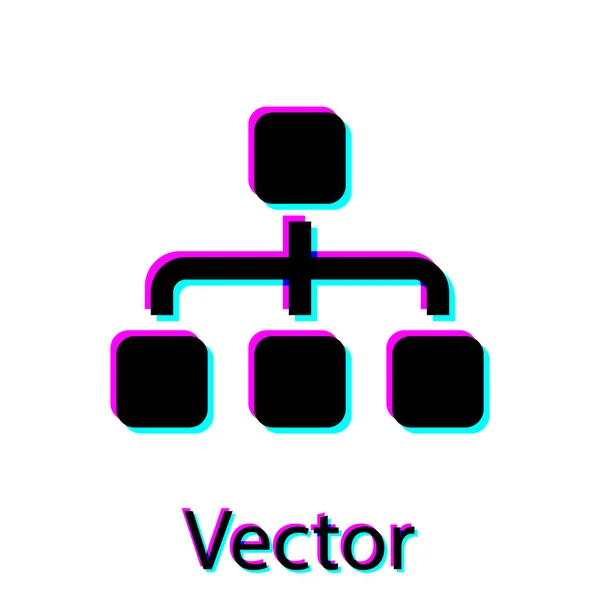 Schwarze Hierarchie Organogrammdiagramm Infografik Symbol isoliert auf weißem Hintergrund. Grafische Elemente der Unternehmensstruktur. Vektorillustration — Stockvektor