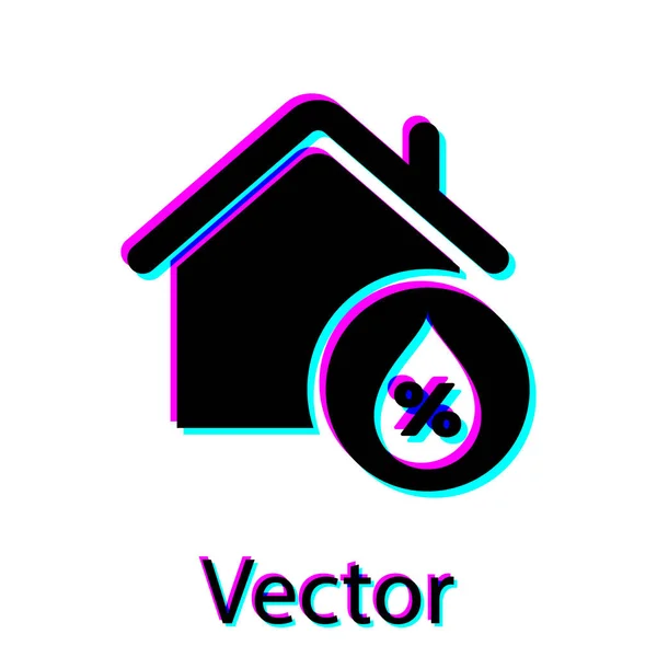 Icona umidità Black House isolata su sfondo bianco. Meteo e meteorologia, simbolo del termometro. Illustrazione vettoriale — Vettoriale Stock