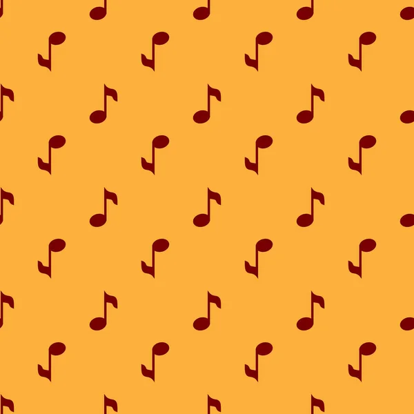 Röd musik not, Tone Icon isolerade sömlösa mönster på brun bakgrund. Platt design. Vektor illustration — Stock vektor