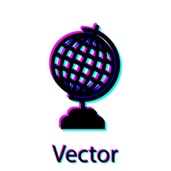 Icono del globo terráqueo negro aislado sobre fondo blanco. Ilustración vectorial — Archivo Imágenes Vectoriales