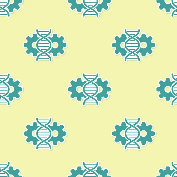 Green Gene editing icon isolated seamless pattern on yellow background. Genetic engineering. DNA researching, research. Vector Illustration — Stock Vector