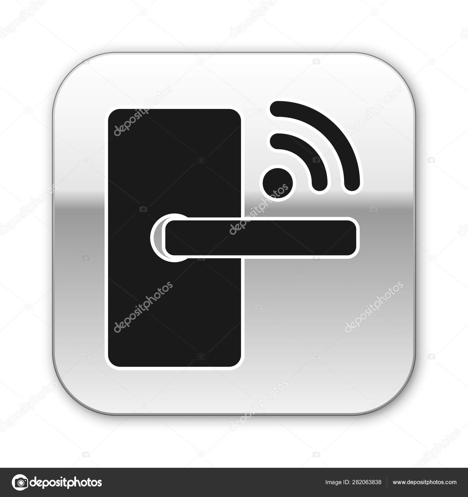 Black Digital Door Lock With Wireless Technology For Unlock Icon