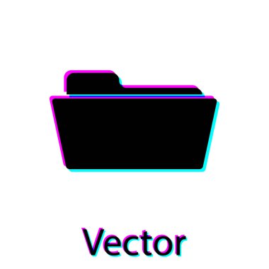 Beyaz arka planda yalıtılmış Siyah Klasör simgesi. Vektör İllüstrasyonu