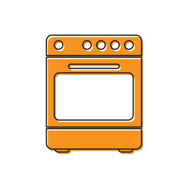 Turuncu fırın simgesi beyaz arkaplanda izole edildi. Fırın tabelası. Vektör İllüstrasyonu