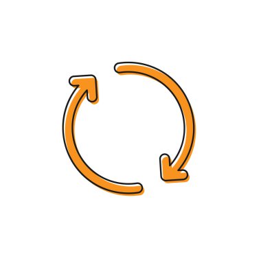 Turuncu Yenile simgesi beyaz arka planda yalıtılmış. Sembolü yeniden yükleyin. Bir daire işareti içinde döndürme okları. Vektör İllüstrasyonu