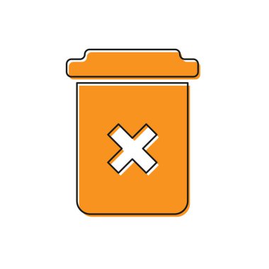 Turuncu Çöp Kutusu beyaz arka planda yalıtılmış simge olabilir. Simgeyi sil. Çöp kutusu tabelası. Sepet simgesini geri dönüştürün. Office çöp simgesi. Vektör İllüstrasyonu