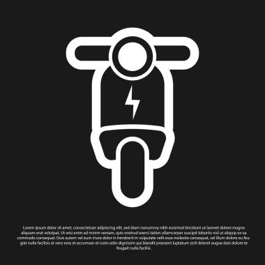 Siyah arka plan üzerinde izole Siyah Elektrikli scooter simgesi. Vektör İllüstrasyonu