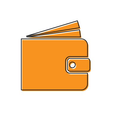 Turuncu Cüzdan simgesi beyaz arka planda yalıtılmış. Vektör İllüstrasyonu