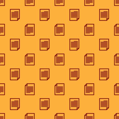 Kırmızı Belge simgesi kahverengi arka plan üzerinde sorunsuz desen izole. Dosya simgesi. Denetim listesi simgesi. İş konsepti. Vektör İllüstrasyonu