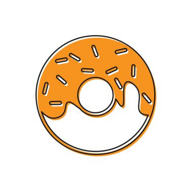 Turuncu Donut beyaz arka plan üzerinde izole tatlı sır simgesi ile. Vektör İllüstrasyonu