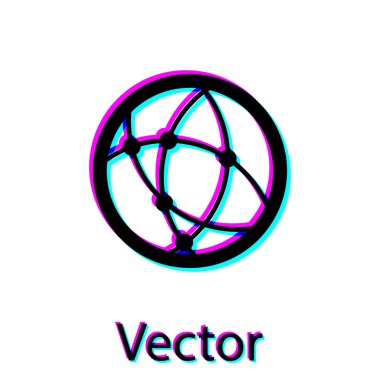 Siyah Küresel teknoloji ya da sosyal ağ simgesi beyaz arkaplanda izole edildi. Vektör İllüstrasyonu