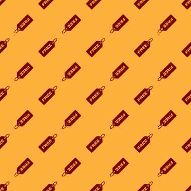 Yazılı Red Price etiketi. Kahverengi arkaplanda izole edilmiş ücretsiz simge. Rozet fiyatına. Reklam etiketi indirimi. Vektör İllüstrasyonu
