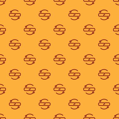 Kırmızı Zincir bağlantı çizgisi simgesi kahverengi arka plan üzerinde sorunsuz desen izole. Bağlantı tek. Vektör İllüstrasyonu