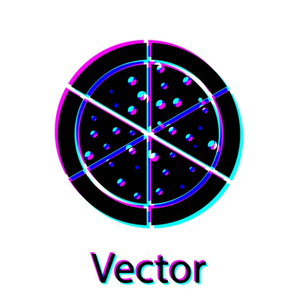 Schwarzes Pizza-Symbol isoliert auf weißem Hintergrund. Vektorillustration — Stockvektor