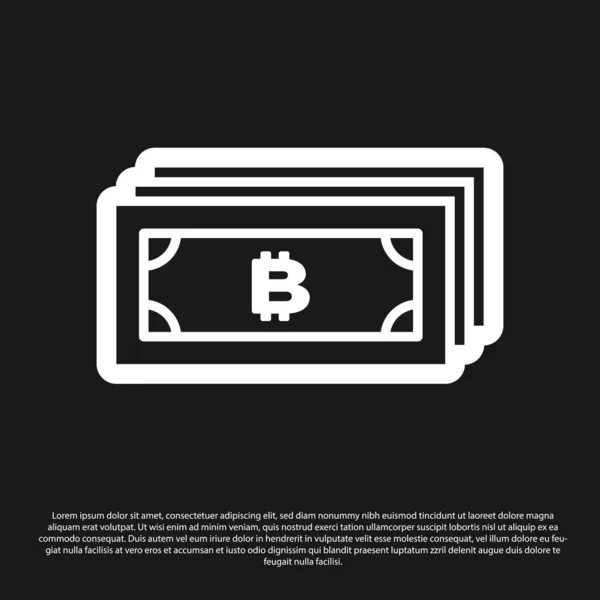 Concept de crypto-monnaie noire Bitcoin en cercle avec icône de circuit de micropuce isolé sur fond noir. Technologie blockchain, marché monétaire numérique. Illustration vectorielle — Image vectorielle