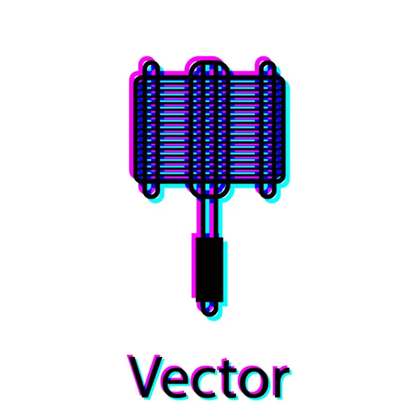 Zwarte barbecue stalen grid pictogram geïsoleerd op witte achtergrond. Top uitzicht op BBQ Grill. Wire rack voor BBQ. grillen mand. Vector illustratie — Stockvector