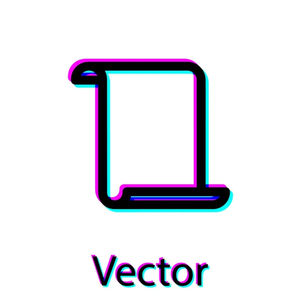 Icono de desplazamiento de papel negro aislado sobre fondo blanco. Señal de desplazamiento de lona. Ilustración vectorial — Vector de stock