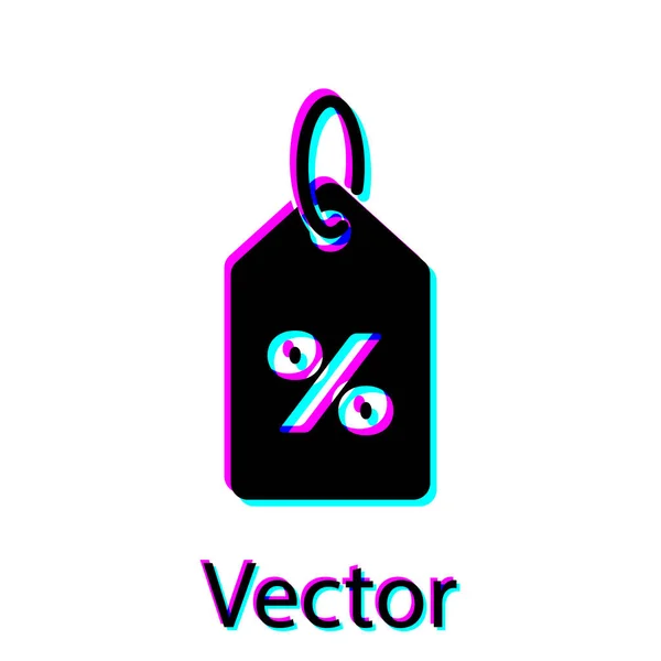 Schwarzes Discount Prozent-Symbol auf weißem Hintergrund. Das Schild mit dem Shopping-Tag. Sonderangebotsschild. Rabattgutscheine. Vektorillustration — Stockvektor