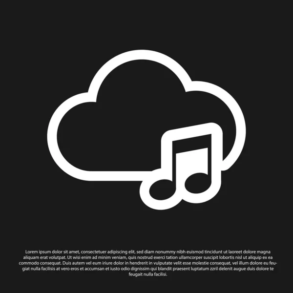 Черная музыка потокового сервиса значок изолирован на черном фоне. Sound cloud computing, online media streaming, online song, audio wave. Векторная миграция — стоковый вектор