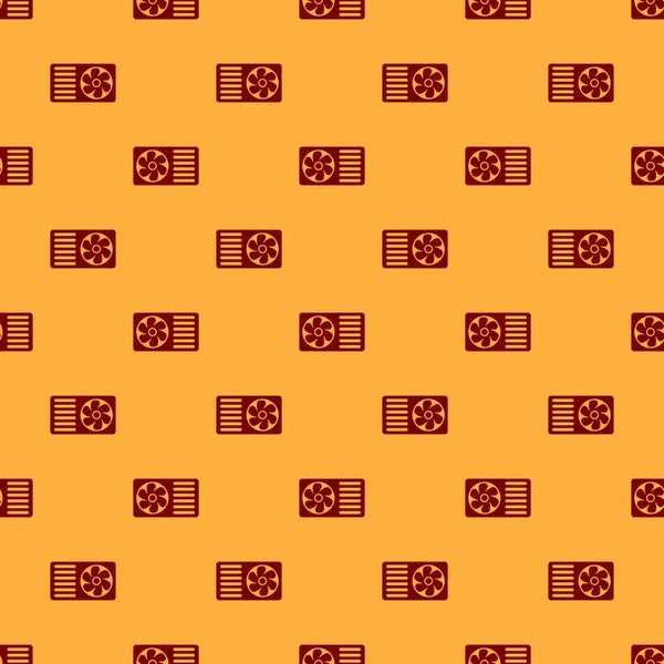 Red Air conditioner with fresh air icon isolated seamless pattern on коричневый фон. Сплит система кондиционирования воздуха знак. Прохладный и холодный климат-контроль. Плоский дизайн. Векторная миграция — стоковый вектор