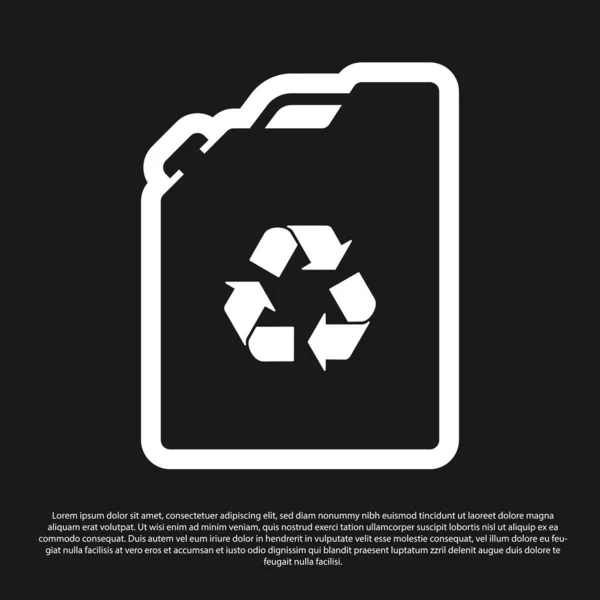 Czarny Eco ikona kanister paliwa izolowane na czarnym tle. Eko bio i baryłkę. Zielone środowisko i recykling. Ilustracja wektorowa — Wektor stockowy