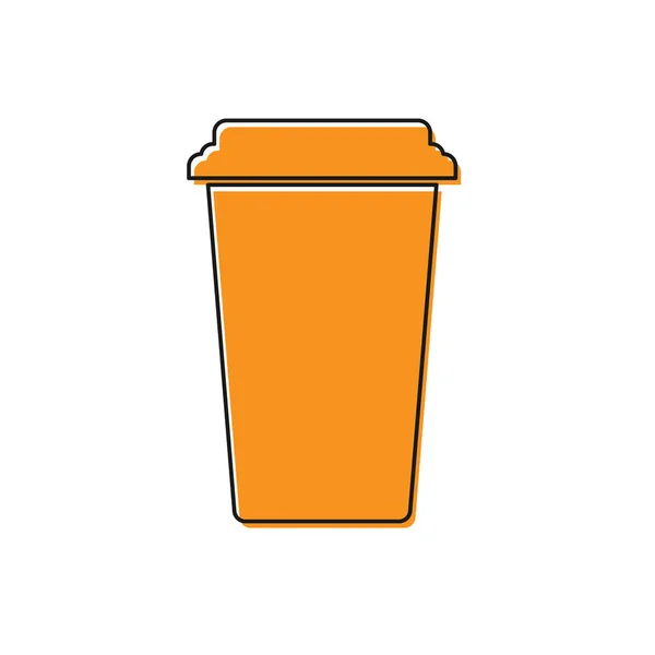 Icono de taza de café naranja aislado sobre fondo blanco. taza de café desechable con café caliente. Ilustración vectorial — Vector de stock