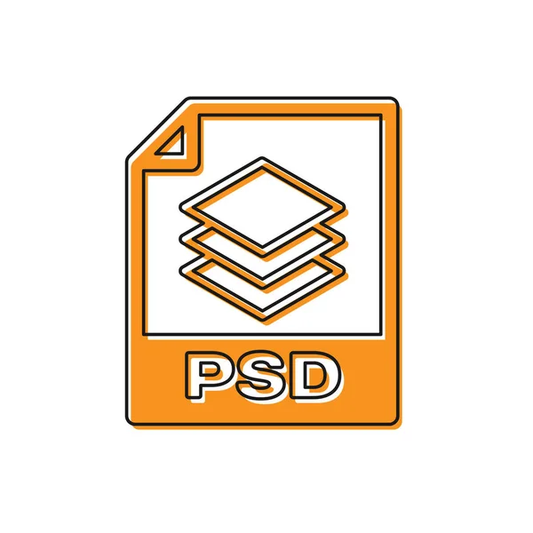Oranje PSD-bestand documentpictogram. Download PSD knoppictogram geïsoleerd op witte achtergrond. PSD-bestand symbool. Vector illustratie — Stockvector