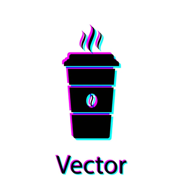 Schwarze Kaffeetasse Symbol isoliert auf weißem Hintergrund. Einweg-Kaffeetasse mit heißem Kaffee. Vektorillustration — Stockvektor