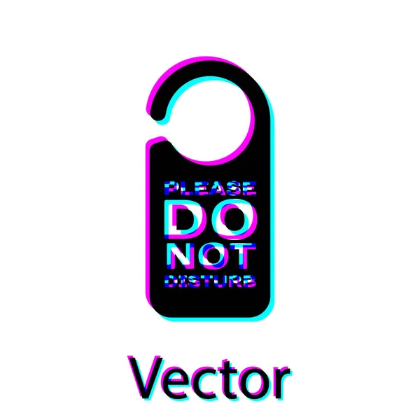 Negro Por favor, no molestar icono aislado sobre fondo blanco. Etiquetas de la puerta del hotel. Ilustración vectorial — Vector de stock