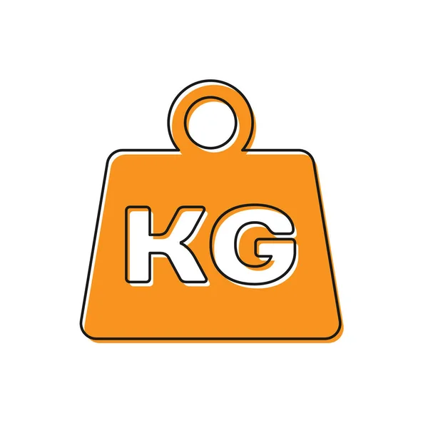 Icono de peso naranja aislado sobre fondo blanco. Bloque de peso de kilogramo para levantamiento de pesas y báscula. Símbolo masivo. Ilustración vectorial — Vector de stock