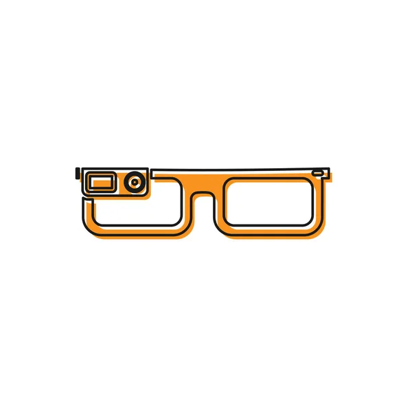 Orange smarta glasögon monterade på glasögon ikon isolerade på vit bakgrund. Bärbara elektronik smarta glasögon med kamera och display. Vektor illustration — Stock vektor