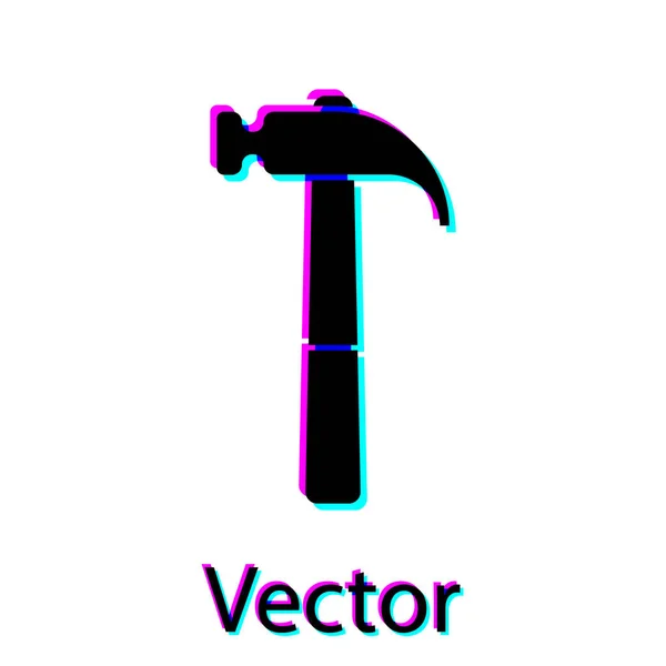 Zwarte hamer icoon geïsoleerd op witte achtergrond. Hulpmiddel voor reparatie. Vector illustratie — Stockvector