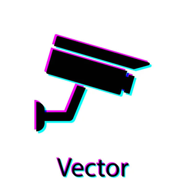 Ícone de câmera de segurança preto isolado no fundo branco. Ilustração vetorial — Vetor de Stock