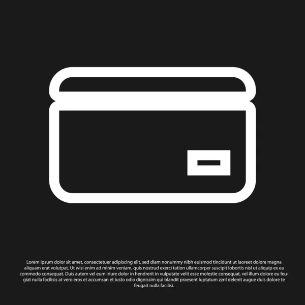 Černá ikona kreditní karty izolované na černém pozadí. Online platba. Výběr hotovosti. Finanční operace. Nákupní značka. Vektorová ilustrace — Stockový vektor
