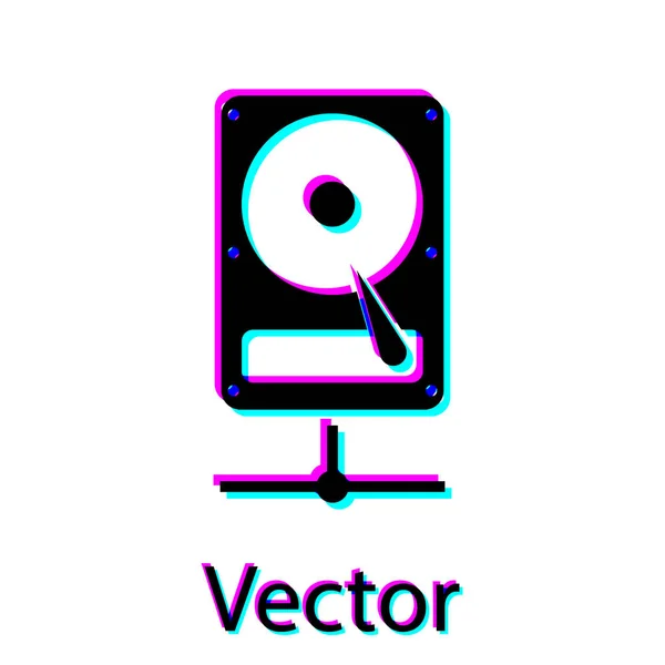 Schwarze Festplatte auf freigegebenem Netzwerksymbol isoliert auf weißem Hintergrund. Vektorillustration — Stockvektor