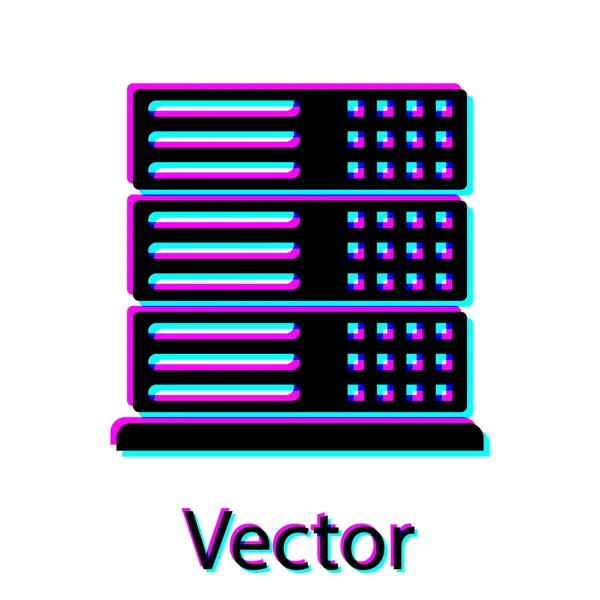 Schwarzer Server, Daten, Webhosting-Symbol isoliert auf weißem Hintergrund. Vektorillustration — Stockvektor