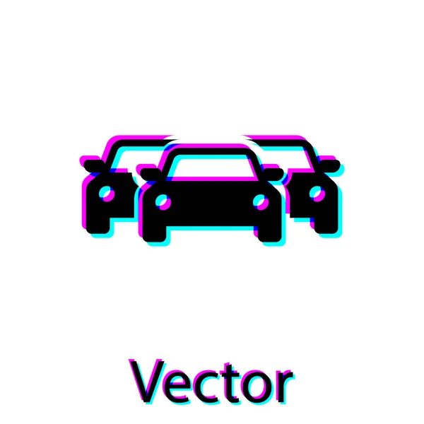 Ícone de carros pretos isolado no fundo branco. Ilustração vetorial — Vetor de Stock