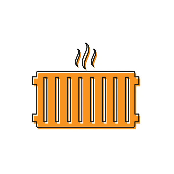 Ikona radiátoru oranžového topení izolovaná na bílém pozadí. Vektorová ilustrace — Stockový vektor