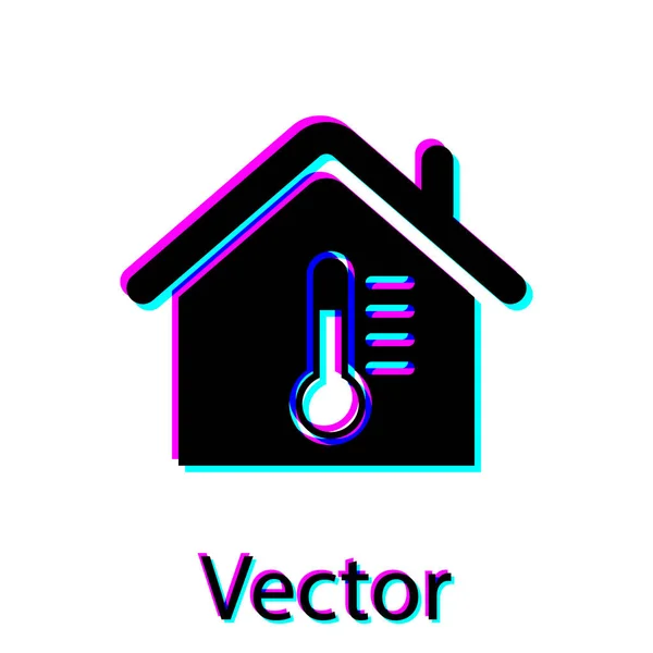 Icono de temperatura de la Casa Negra aislado sobre fondo blanco. Icono del termómetro. Ilustración vectorial — Vector de stock