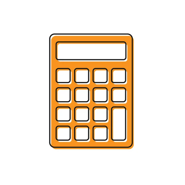 Ícone laranja Calculadora isolado no fundo branco. Símbolo contabilístico. Cálculos de negócios educação matemática e finanças. Ilustração vetorial —  Vetores de Stock