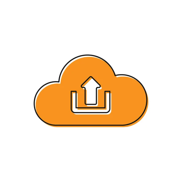 Orange moln uppladdning ikon isolerad på vit bakgrund. Vektor illustration — Stock vektor