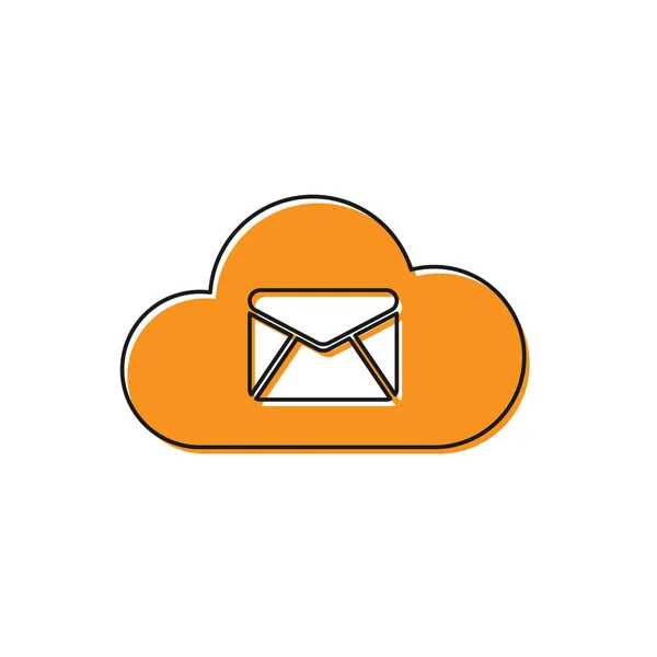 Icône du serveur de messagerie Orange Cloud isolée sur fond blanc. Hébergement de serveur Cloud pour courrier électronique. Service de messagerie en ligne. Panneau de la boîte aux lettres. Illustration vectorielle — Image vectorielle