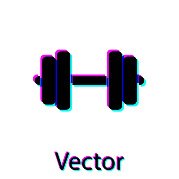 Černá ikona Dumbbell je izolovaná na bílém pozadí. Ikona zvedání svalové hmoty, fitness, ikona tělocvičny, symbol sportovního vybavení, cvičný zvoneček. Vektorová ilustrace — Stockový vektor