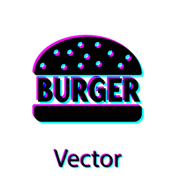 Black-Burger-Symbol isoliert auf weißem Hintergrund. Hamburger Ikone. Cheeseburger Sandwich-Schild. Vektorillustration — Stockvektor