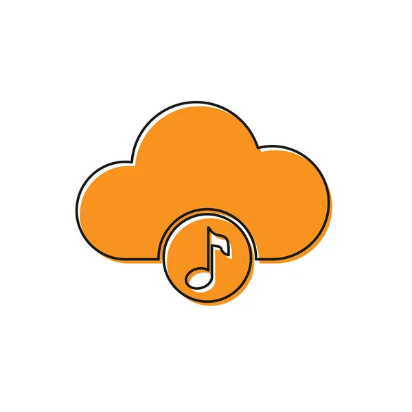 Icono de servicio de streaming de Orange Music aislado sobre fondo blanco. Computación en la nube de sonido, transmisión de medios en línea, canción en línea, onda de audio. Ilustración vectorial — Vector de stock