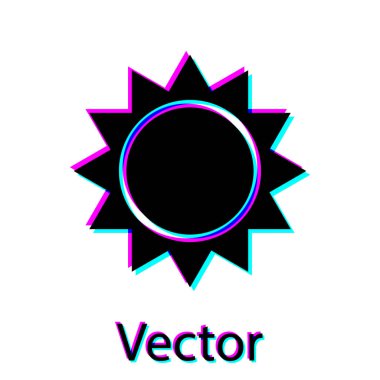 Siyah Güneş simgesi beyaz arka plan üzerinde izole. Vektör İllüstrasyonu