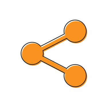 Turuncu Paylaşım simgesi beyaz arka planda yalıtılmış. Paylaşmak, paylaşmak, iletişim piktogram, sosyal medya, bağlantı, ağ, işareti dağıtmak. Vektör İllüstrasyonu